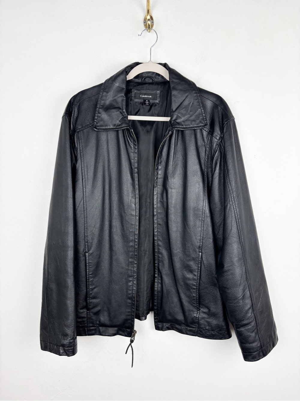 Colebrook Men’s Black Leather Zip Up Jacket Sz M